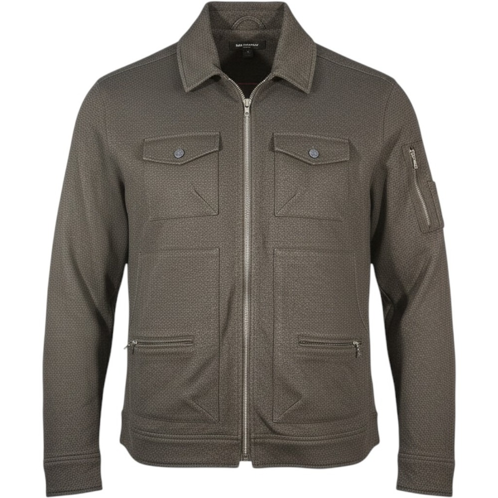 Karl Lagerfeld Paris Mens Full Zip Knit Jacket Gray Heather Cardigan Sweater 2XL